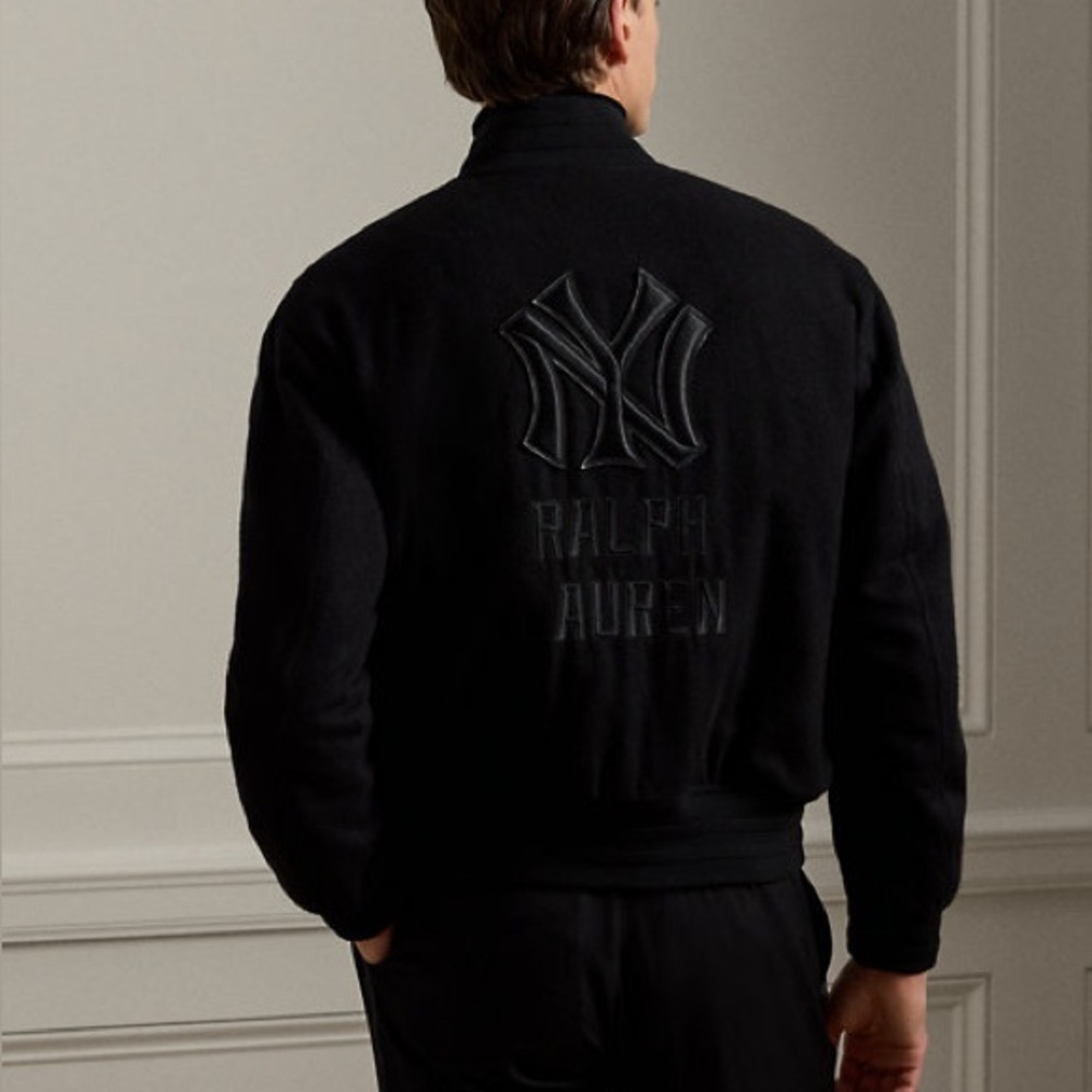 ‼️SOLD ‼️Ralph Lauren Men Yankees Cashmere Jacket Medium M Black Purple Labe - Picture 8 of 15